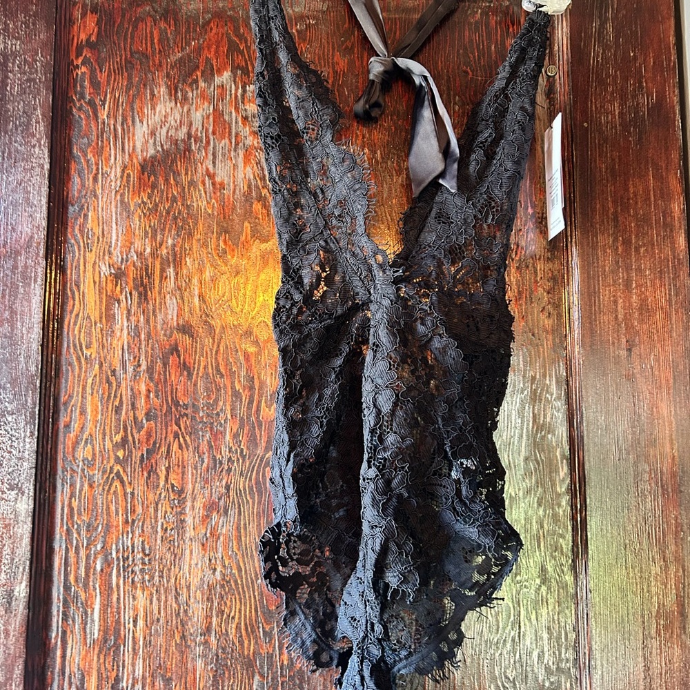 Bluebella Natalia Black Lace Bodysuit Halter Victoria's Secret NWT